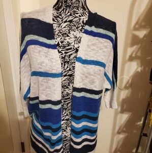 Grandpa open front stripes Knitted  cardigan
